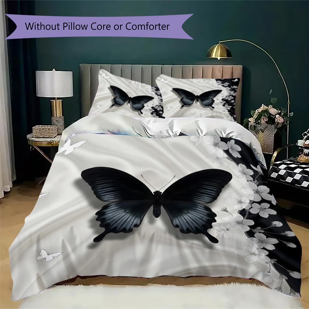 Silk Monochrome Pattern Bedding uilt Set uilt Cover Pillowcase Home Decoration Birthday Gift (1 * duvet cover + 2 * pillowcase without core)