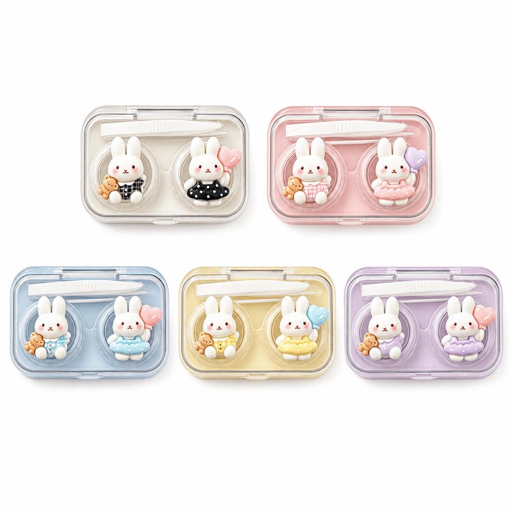 Wearing Tool Included Contact Lens Case Cartoon Bunny Contact Lens Box For Women Girls