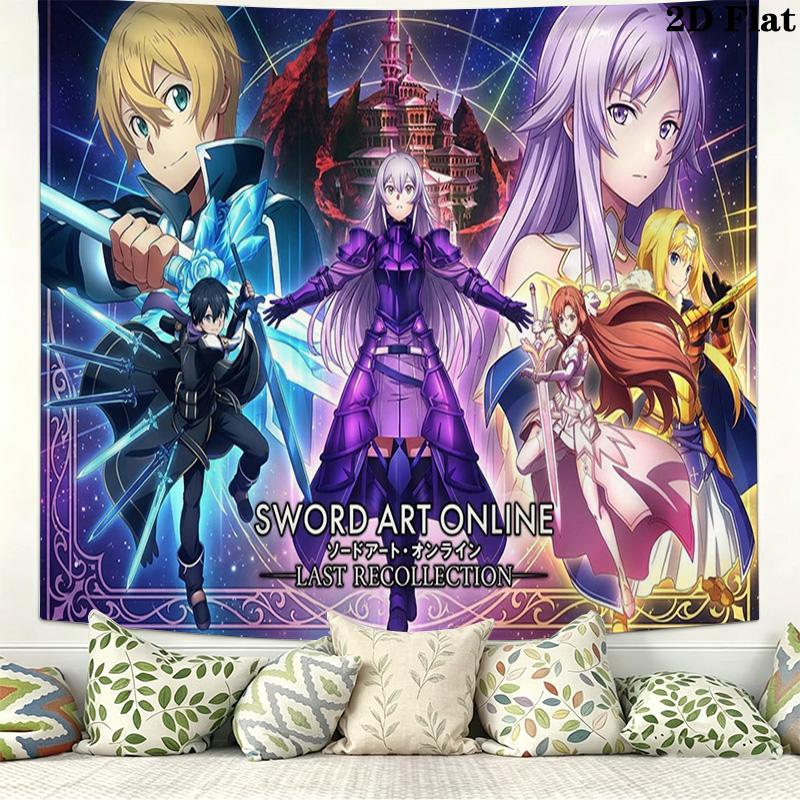 Sword Art Online Wall Tapestry Aesthetic Wall Hanging Printed Fabric Blanket Decorative Tapestries for Bedroom Living Room Home Decor
