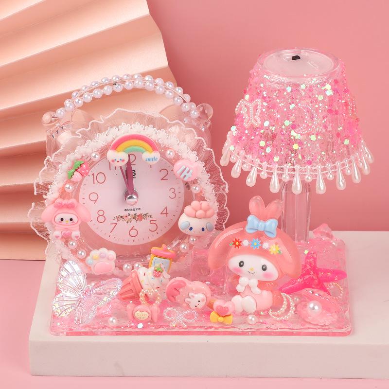 DIY Children's Alarm Clock Night Light Kit - Handmade Ornament with Cream Glue - Perfect Gift for Girls