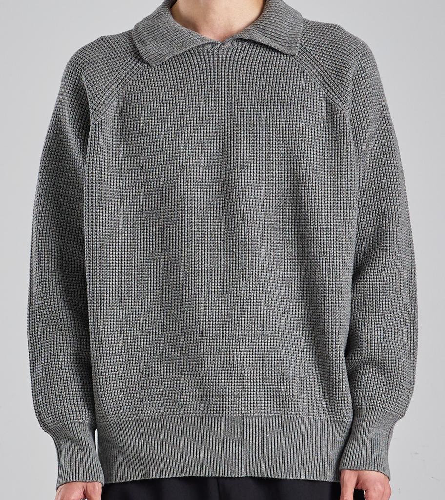 Beoteunseoul Wool Blend Heavy Open Collar Knit (Gray)