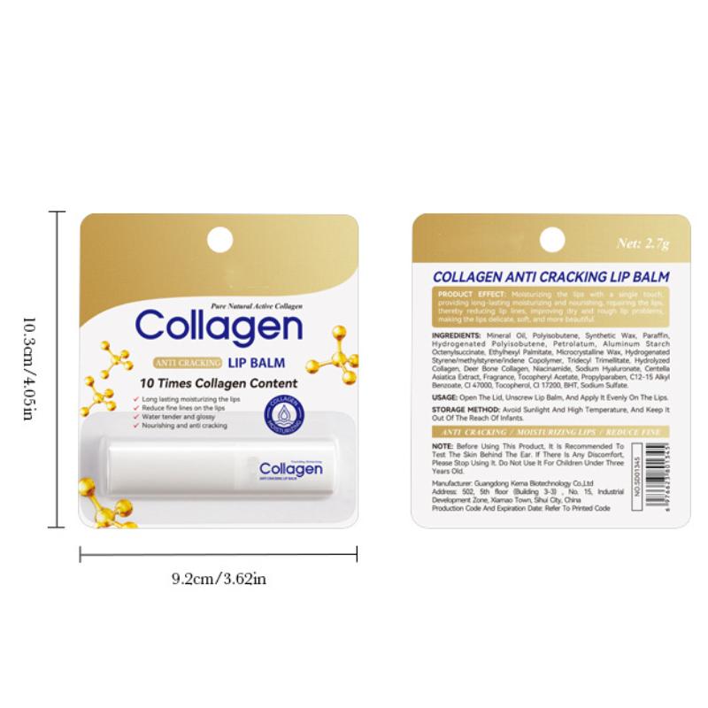 

Обогащенный коллагеном бальзам для губ для сухих потрескавшихся губ Интенсивное увлажнение Зимний уход Увлажняющее средство Универсальный 2,7 г