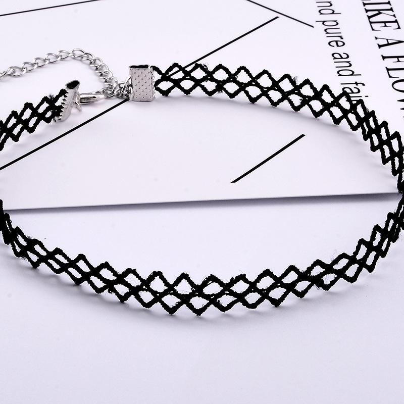 Black Diamond Lace Choker Necklace for Women