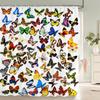 Colorful Butterfly Feathers 3d Shower Curtains Bathroom Curtain with Hooks Waterproof Polyester Cloth Decoration Screen