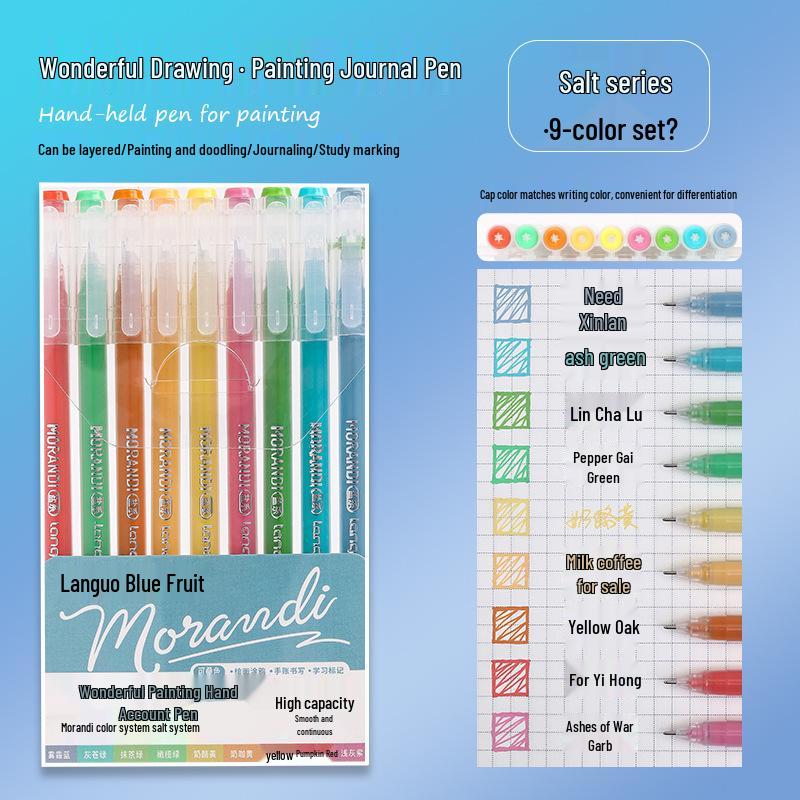 Blue Fruit Nine-Color Gel Journal Pens for Students - Doodle, Color, and Highlight with Fluorescent Markers