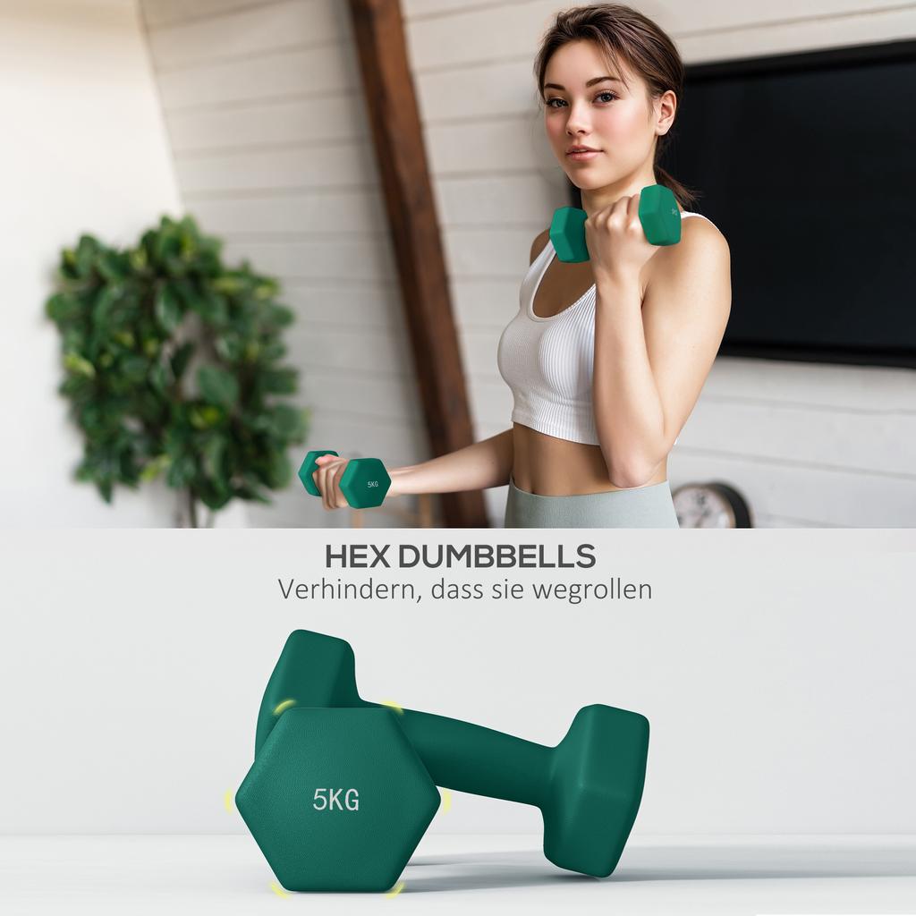 Dumbbell Set with Storage Rack, Set of 6 Dumbbells for Fitness Training, 2 X 3kg, 2 X 4kg, 2 X 5kg