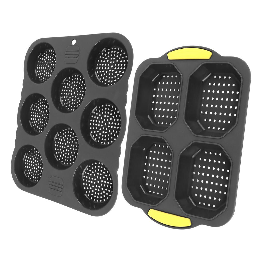 8 Cavity Silicone Hamburger Bread Mold 4 Cavity Silicone Baguette Pan for Baking Bread Ovens Microwaves Dishwashers