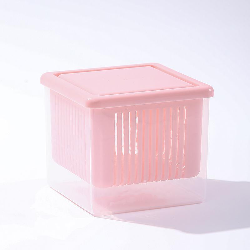 

Двухслойный контейнер для хранения в холодильнике, контейнеры для имбиря, зеленого лука, лука, герметичные, для фруктов, овощей, с дренажным поддоном, кухонные принадлежности розовый