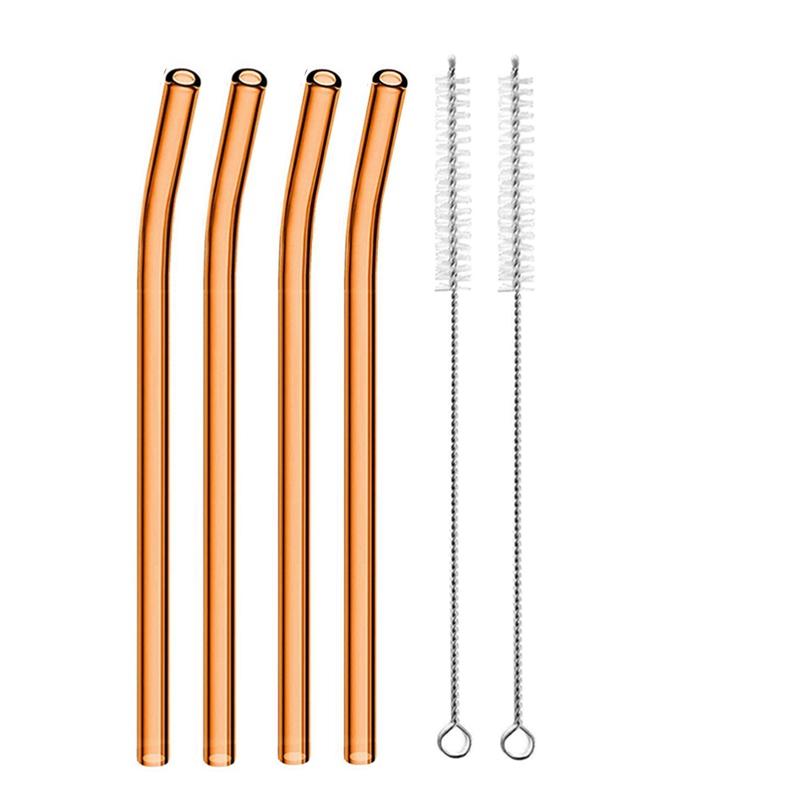 4 szt. 20 cm Szklane Słomki do Picia Wielokrotnego Użytku Kolorowe Szklane Słomki do Napojów Sok Ekologiczne Słomki Koktajlowe Barowe Naczynia do Picia