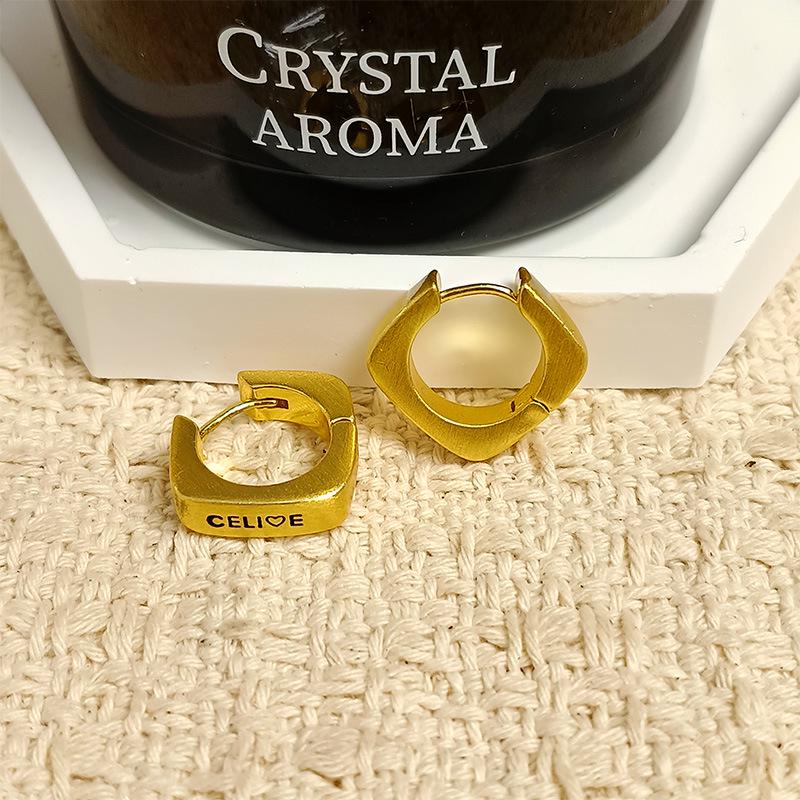 Copper-Plated Gold & Silver Square Korean Style Earrings with Silver Needle - Luxe Fashion Ear Studs