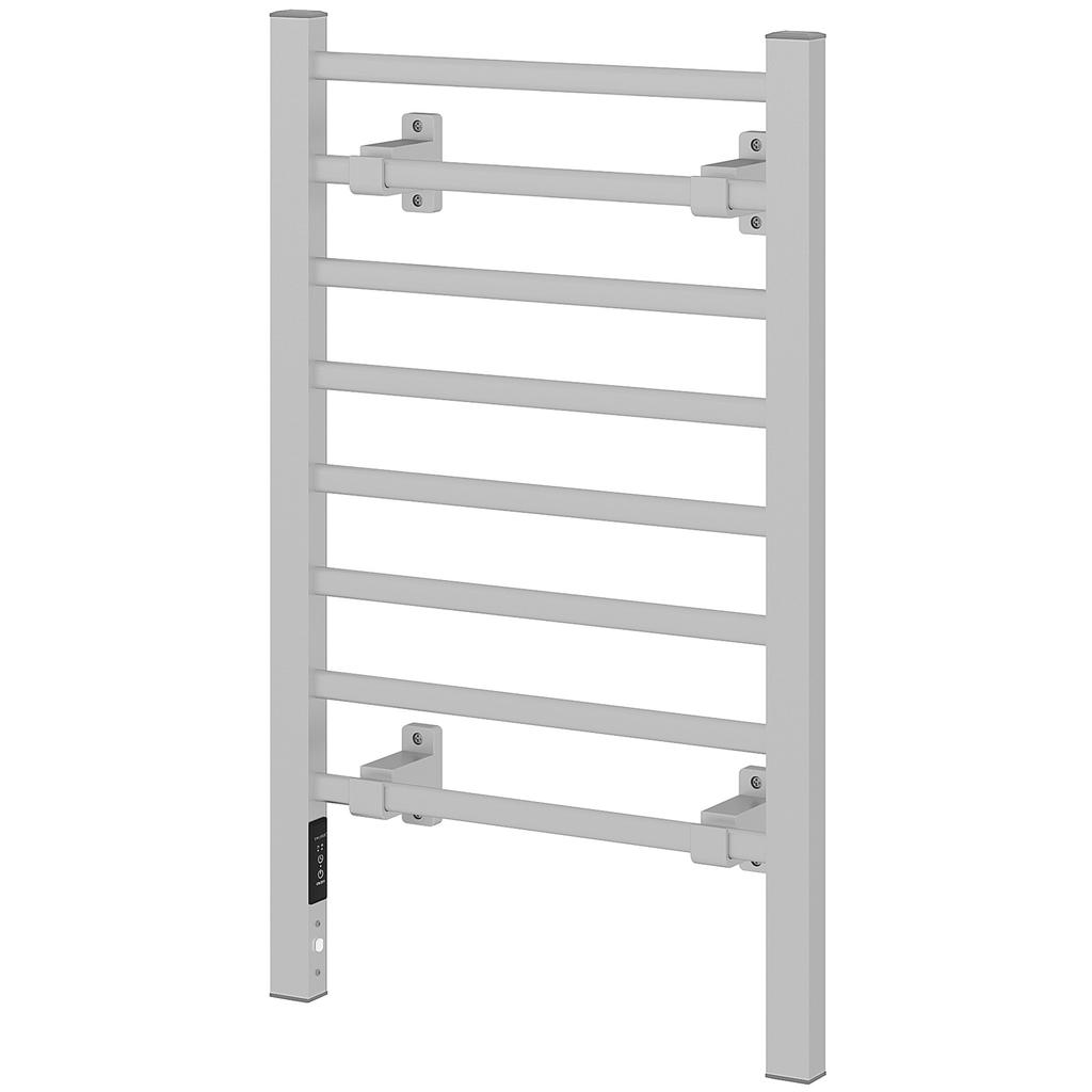 Electric Floor or Wall Towel Warmer 150W with 8 Bars and Timer 2-4 Hours, 53x35x90 Cm, Silver