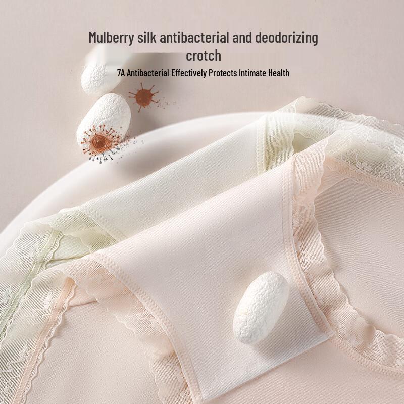 Women's Ice Silk Seamless Antibacterial Mid-Waist Briefs
