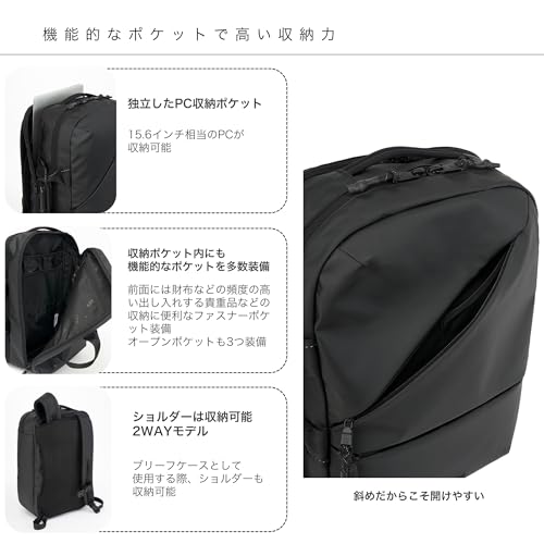 Samsonite Red Z-ZIP 2-Way Backpack, Business Bag, Official Japanese Product, Fits 15-inch Laptop, Men's and Women's, PVC Coated, Full Black, One Size