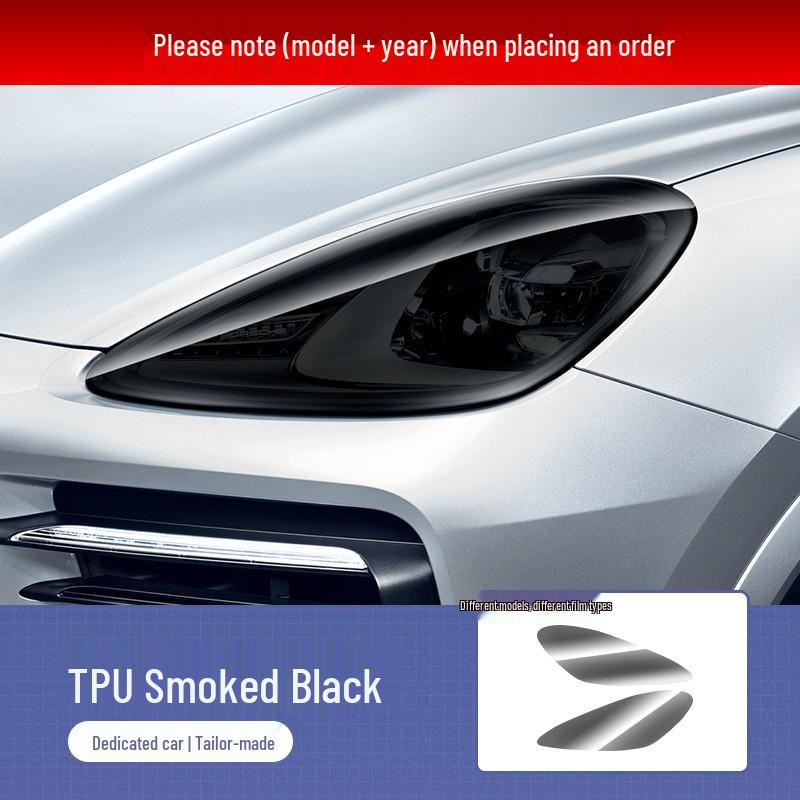 Película TPU Negra Ahumada para Faros para Porsche Cayenne, Macan, Panamera, 718