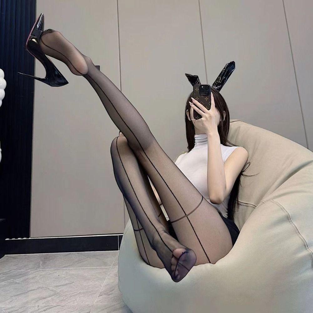 Nylon Simple Pantyhose Elastic Women Tights Fashion Transparent Stripe Stockings  Girl