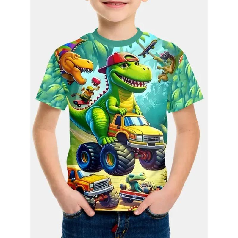 

Summer Round Neck Cartoon Animal Pattern 3D Printed Top Fashionable Casual Short Sleeved Children s Boy T-shirts 170