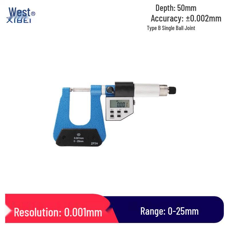 Qinghai 0-25mm Electronic Digital Deep Span Micrometer with Ball & Flat Head – Ideal for Plate Thickness Measurement
