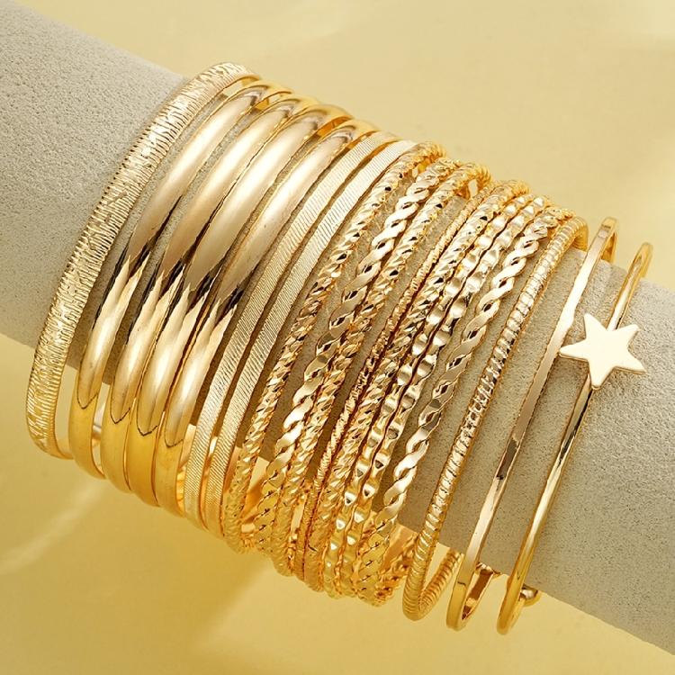 18 Stück Schwarz Beschichtetes Eisen Gedrehte Stern Armbänder Set Tragbar und Stilvoll für Jeden Anlass