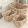 Cotton Rope Woven Storage Basket with Handle Sundries Cosmetic Storage Box Toys Snack Desktop Makeup Organizer Cotton Baskets