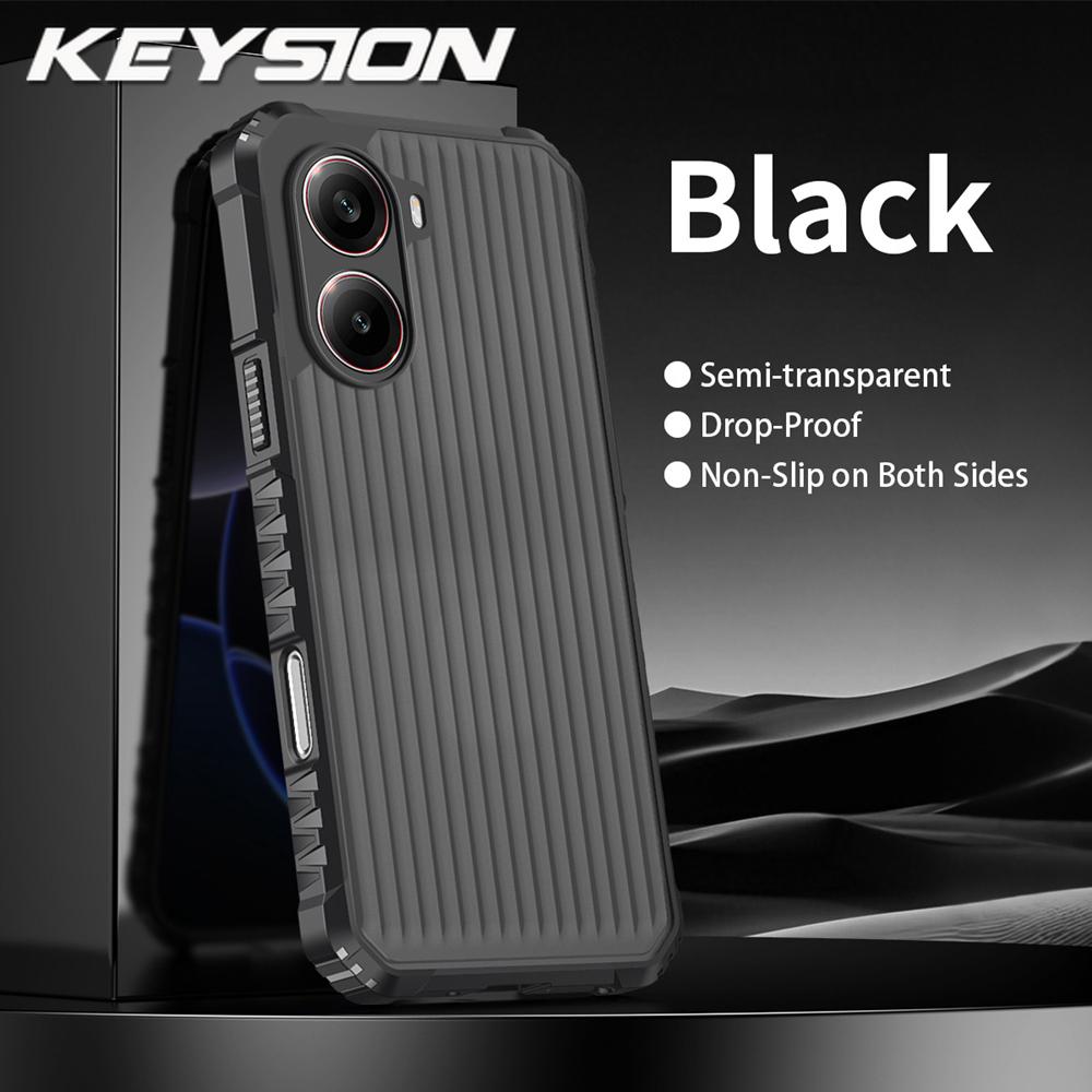 KEYSION Heavy Duty Shockproof Phone Case for Xiaomi POCO X7 Pro Soft Silicone+PC Translucent Matte Back Cover for Redmi Turbo 4