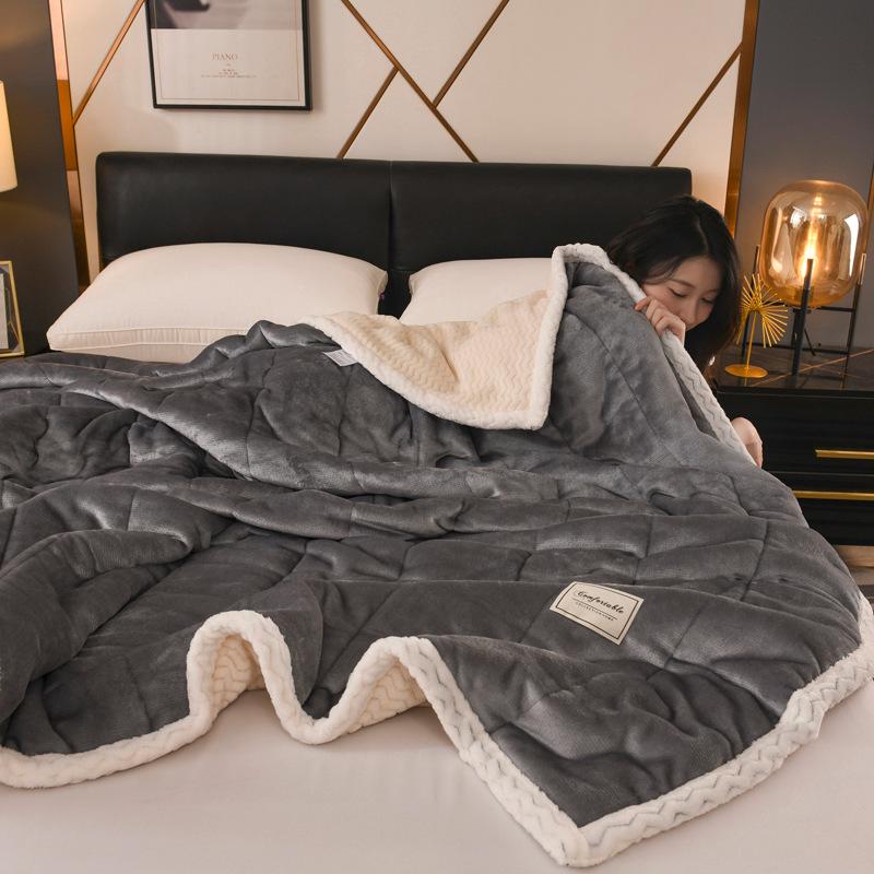 Thickened Three-Layer Milk Velvet Baby Blanket, Machine Washable Fleece Gift Cover