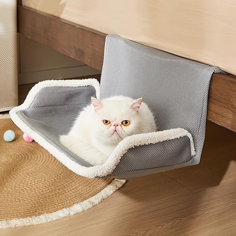 1pc Contemporary Style, All-Season Window Hanging Cat Bed - Soft Gray with White Edging, Perfect for Napping, Ideal for Bedside,Window Sill,or Balcony