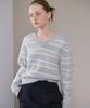 Awi Alpaca Stripe V-Neck Knit_Gray