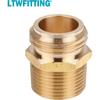 LTWFITTING 3/4" MHT X 3/4" MIP OR 1/2" FIP Hose Adapter,Brass Garden Hose Fitting(Pack of 5)