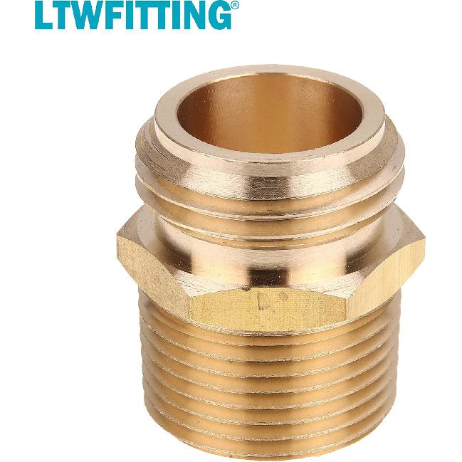 LTWFITTING 3/4" MHT X 3/4" MIP OR 1/2" FIP Hose Adapter,Brass Garden Hose Fitting(Pack of 5)