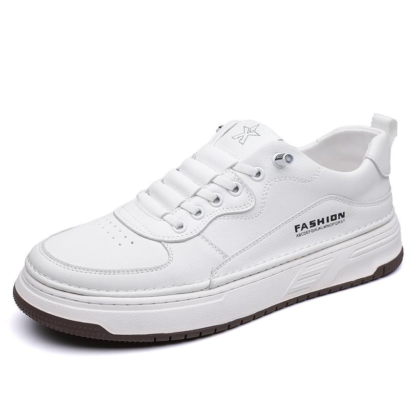 Autumn New Beanie Shoes, Men's Shoes, Soft Sole Trend, Versatile, Daily Business Casual Leather Shoes, Bean Board Shoes, White Shoes