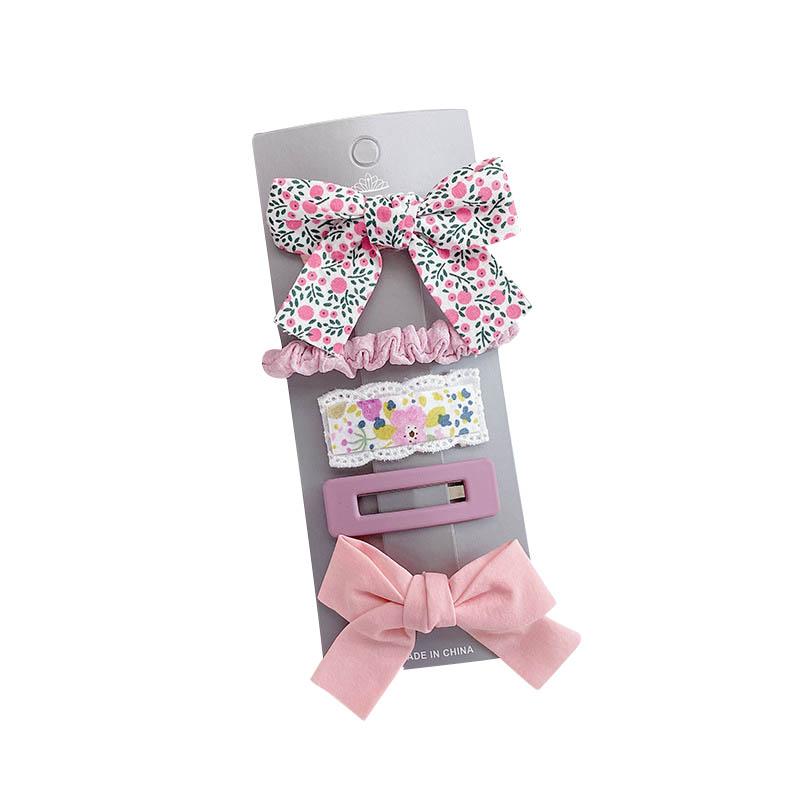 5 Pcs/Set Baby Hair Clips Floral Bows Kids Hairpins For Baby Girls Plaid Children Clips Princess Barrettes Baby Hair Accessories
