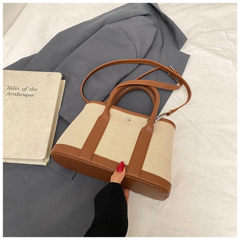 

Large-capacity canvas bag women s summer versatile new casual messenger bag popular contrasting color bucket bag