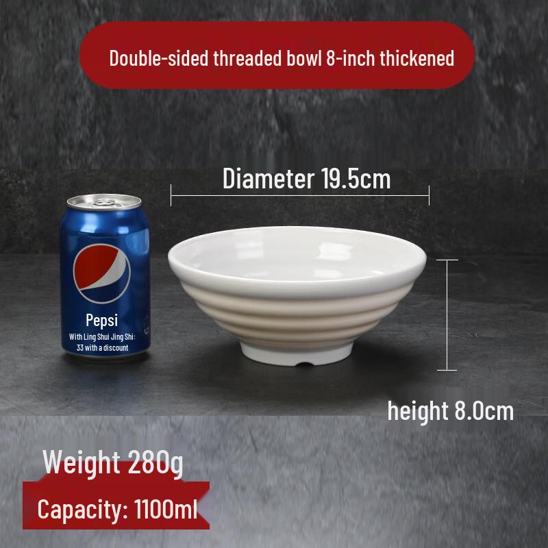 Commercial White Melamine Noodle & Soup Bowl