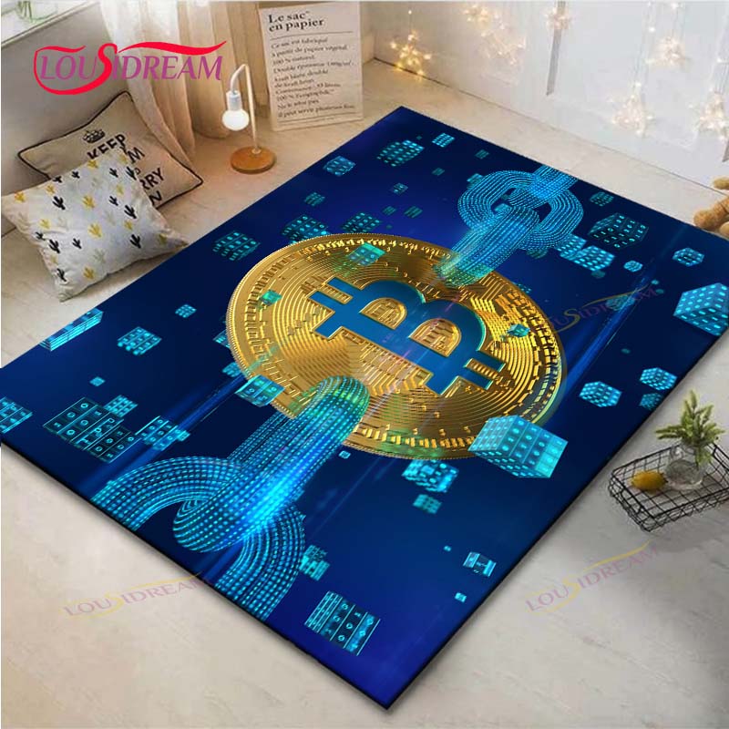 Hot Exquisite 3D Bitcoin BCT Printed Carpet Outdoor Rug Area Rug Non-slip Carpet Bedroom Decor Carpet for Room Gift