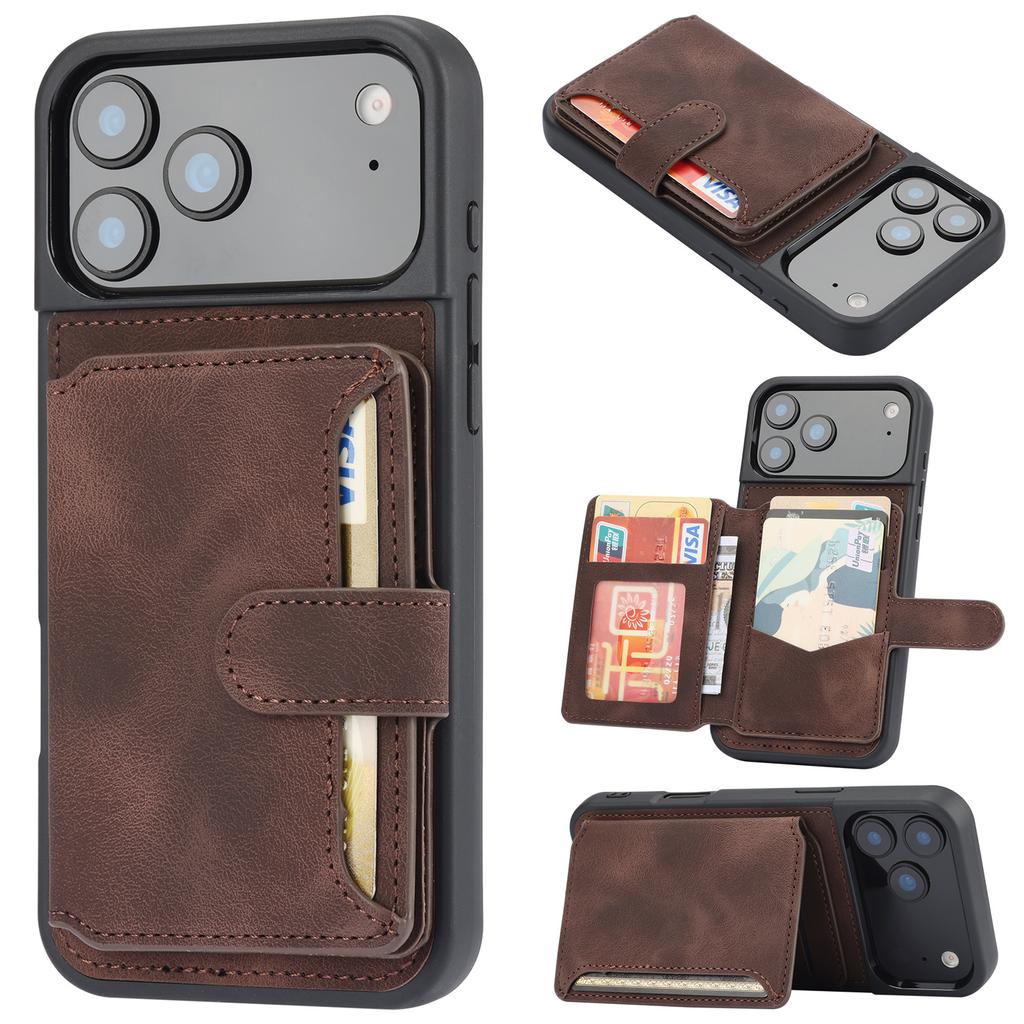For iPhone 17 Pro Case Wallet Card Slot TPU+PU Leather Back Phone Cover