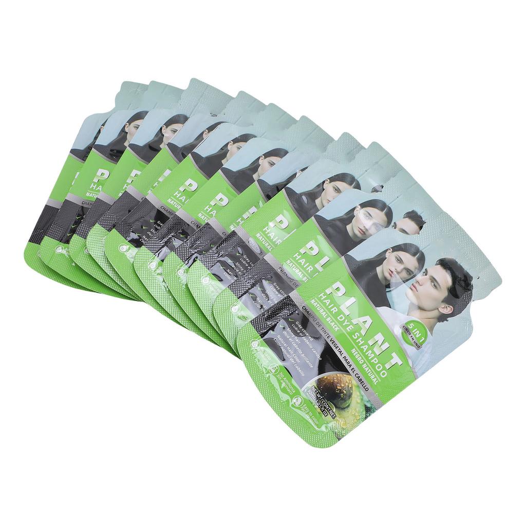 10 PCS Bubble Hair Dye Frizz Control Nourishing Black Hair Dye Shampoo for Grey Hair Coverage 30 ML