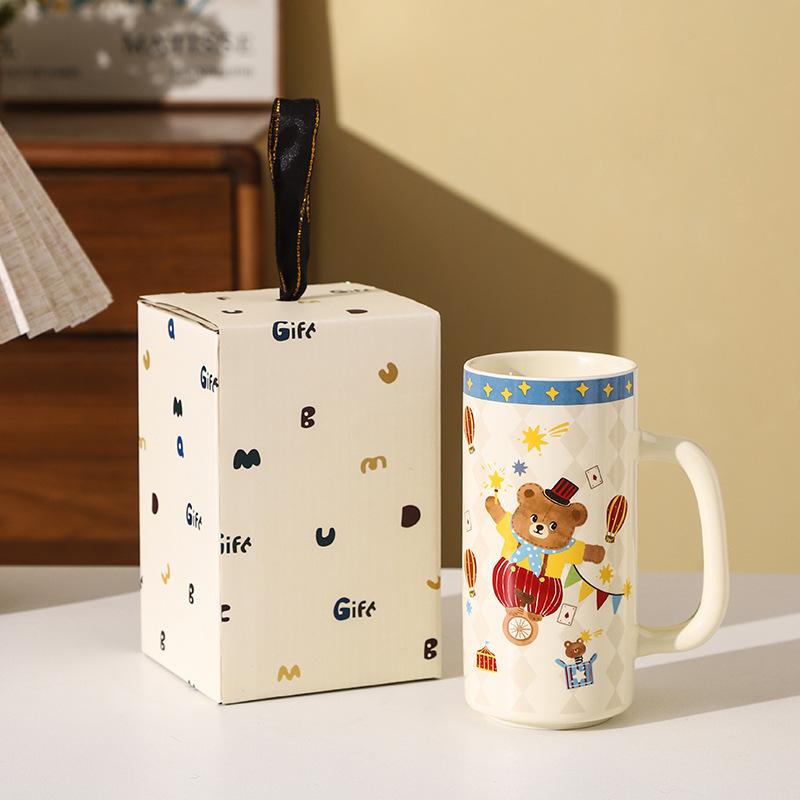 Circus Valoare mare Cană dreaptă Cană de lapte Suvenir activitate Desene animate Copii Distracție Ceramică Cană de apă Cană Cadou