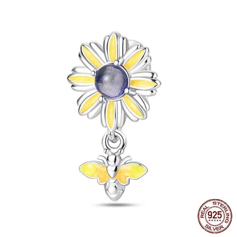 copper Insect Yellow Sunflower Firefly Bee Honey Pot Dangle Charm Bead Charms Bead Charms Pendant Compatible With Bracelets Necklaces Do It Yourself J