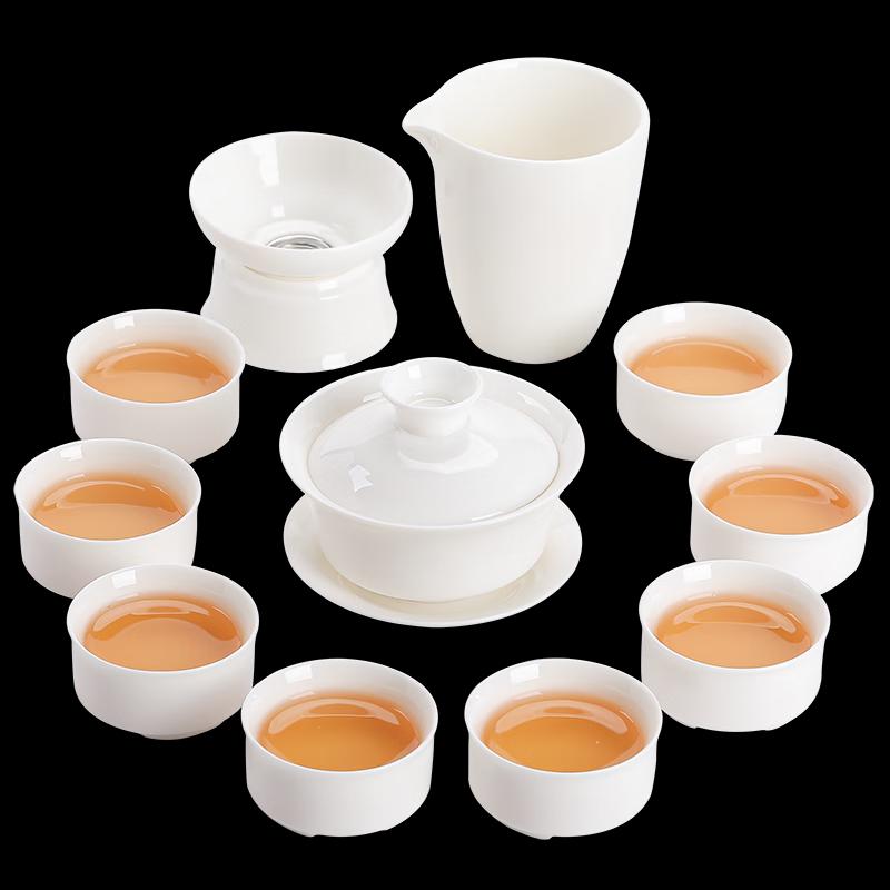 Su s Ceramic Mutton-Fat Jade Tea Set 11-Piece Set