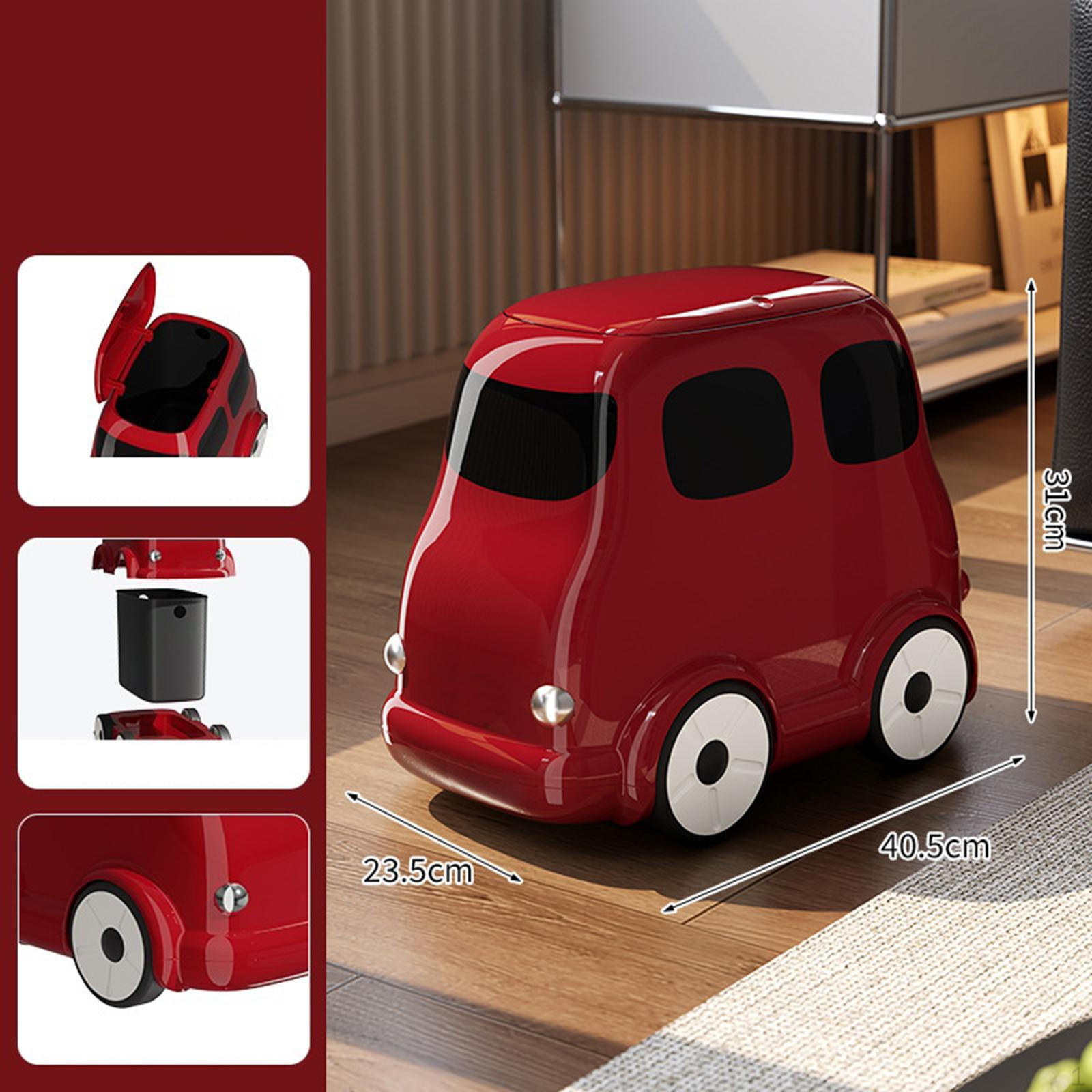 

Decorative Waste Bin with Wheels And Lid, Portable for , Student Dorm, Kitchen, Entrance, червоний