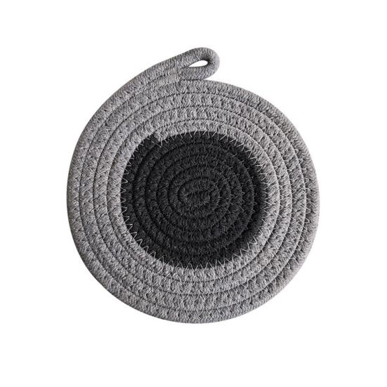 Cotton Rope Coaster, Color Block Heat Insulation Mat for Table, Thickened Potholder for Hot Dishes, Farmhouse Cup Mat