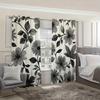 Gray Floral Print Curtains Polyester Fabric Suitable Bedroom Living Room Decoration Made Of Machine Washable Window Treatment