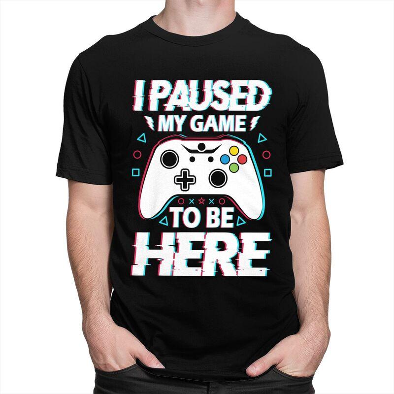 Custom I Paused My Game To Be Here Tshirts for Men Short Sleeves T Shirt Cool Gamer Humor Joke Tshirt Slim Fit 100 Cotton Tees
