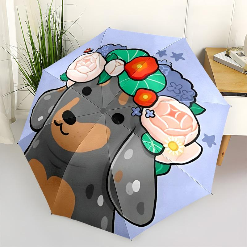 1pc Floral Canine Fashionable Automatic Opening/Closing Folding Umbrella with 8 Bones, Windproof Portable, Daily Use119