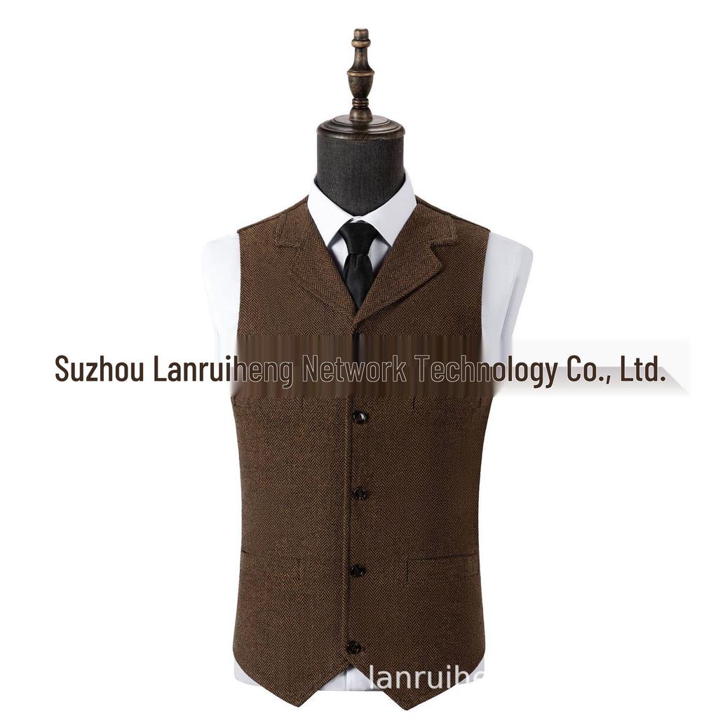 Men's Retro Herringbone Slim Fit Vest - British Casual Fashion