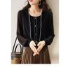 Women's Chiffon Patchwork Loose-fitting Long-sleeved Shirt for Spring and Autumn