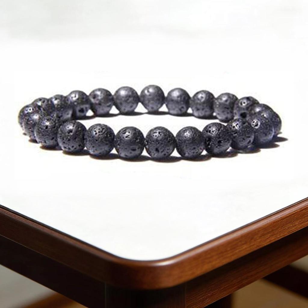 8mm Agate Natural Stone Bracelet - Fashionable Single Strand Elastic Beaded Bracelet with Round Crystal Beads