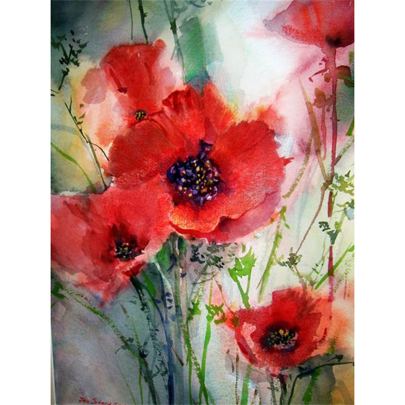 DIY Diamond Painting The Red Flowers Cross Stitch Kit Mosaic Art Diamond Painting Full Circle Diamond Home Decoration