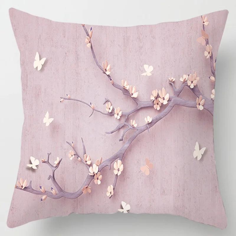 Square Pillow Case, D Printing Flower, Elegant and Fresh, Home Decoration, Living Room Sofa Cushion Cover, Pillow Case