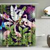 Exotic Bird Floral Shower Curtain Pink Flamingos Purple Butterflies With Green Leaves On Dark Background Decorative Home Bath Ru